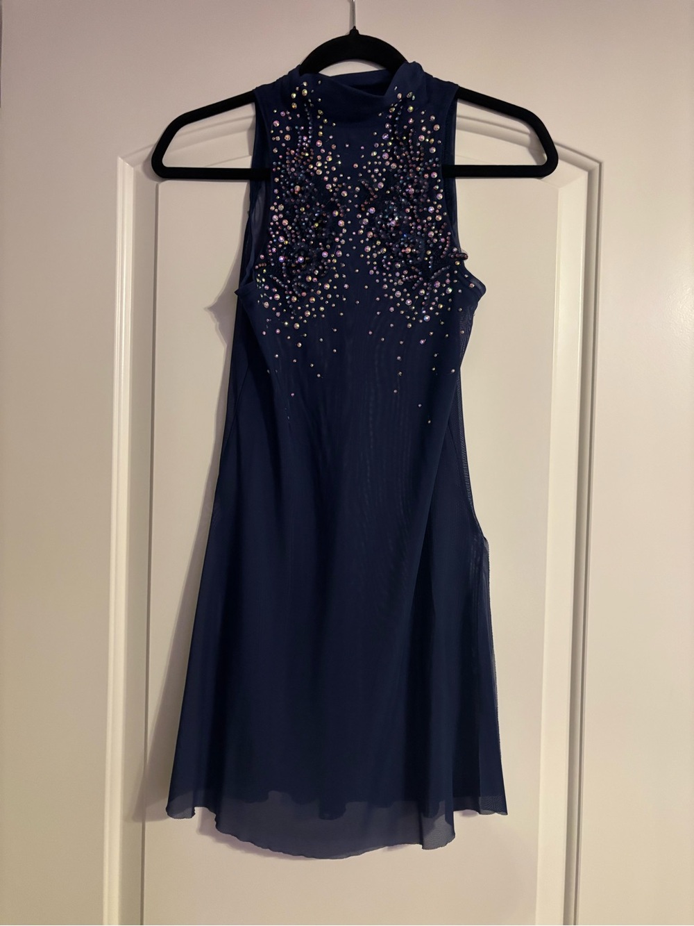 Navy Embellished High-Neck Women’s Dress